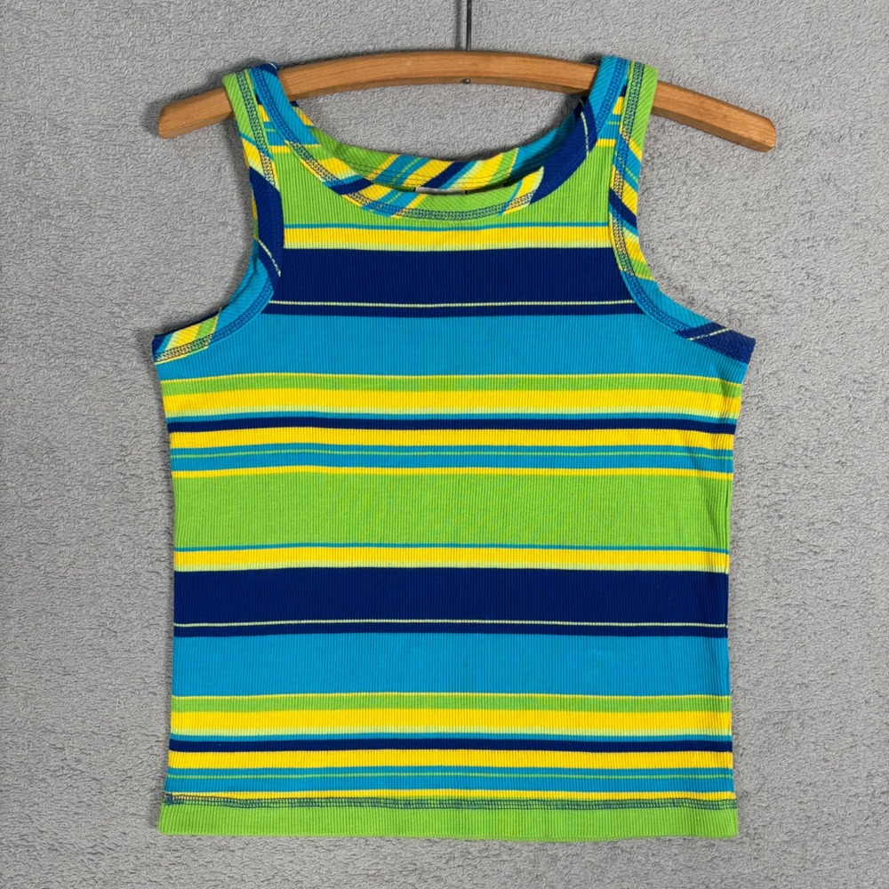 VNTG Fiorlini‎ International Striped Tank Top Size M Blue Green Yellow Cotton
